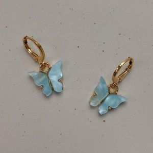 18k Gold Black Butterfly Set